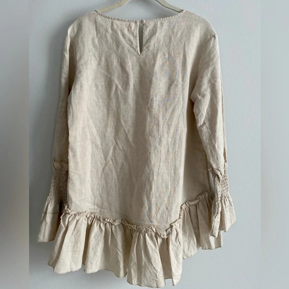 NWT  Lost In Lunar Linen Mila Oversized Longsleeve Ruffle Flowy Coastal Top XS - Picture 7 of 11